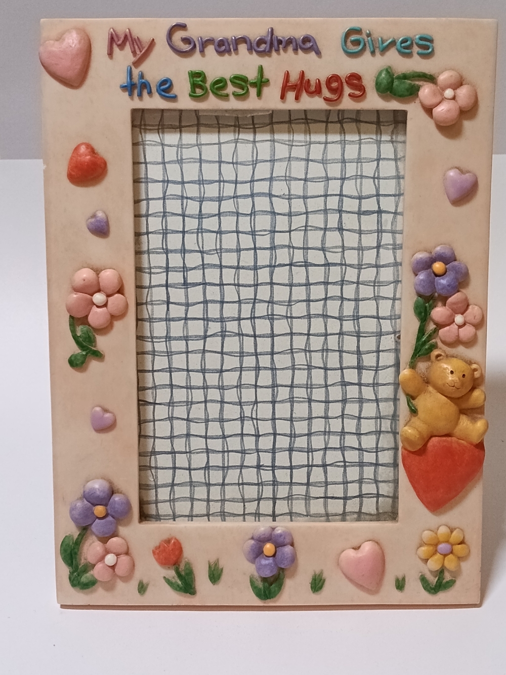 Russ Berrie "My Grandma Gives the Best Hugs" 4x6 Photo Frame Vintage